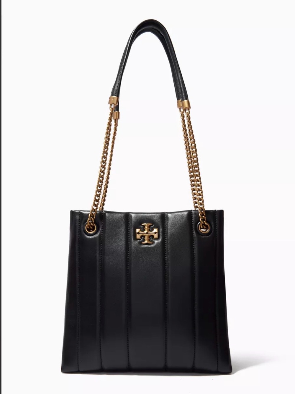 Tory Burch black leather Kira tote bag with Goldtone hardware